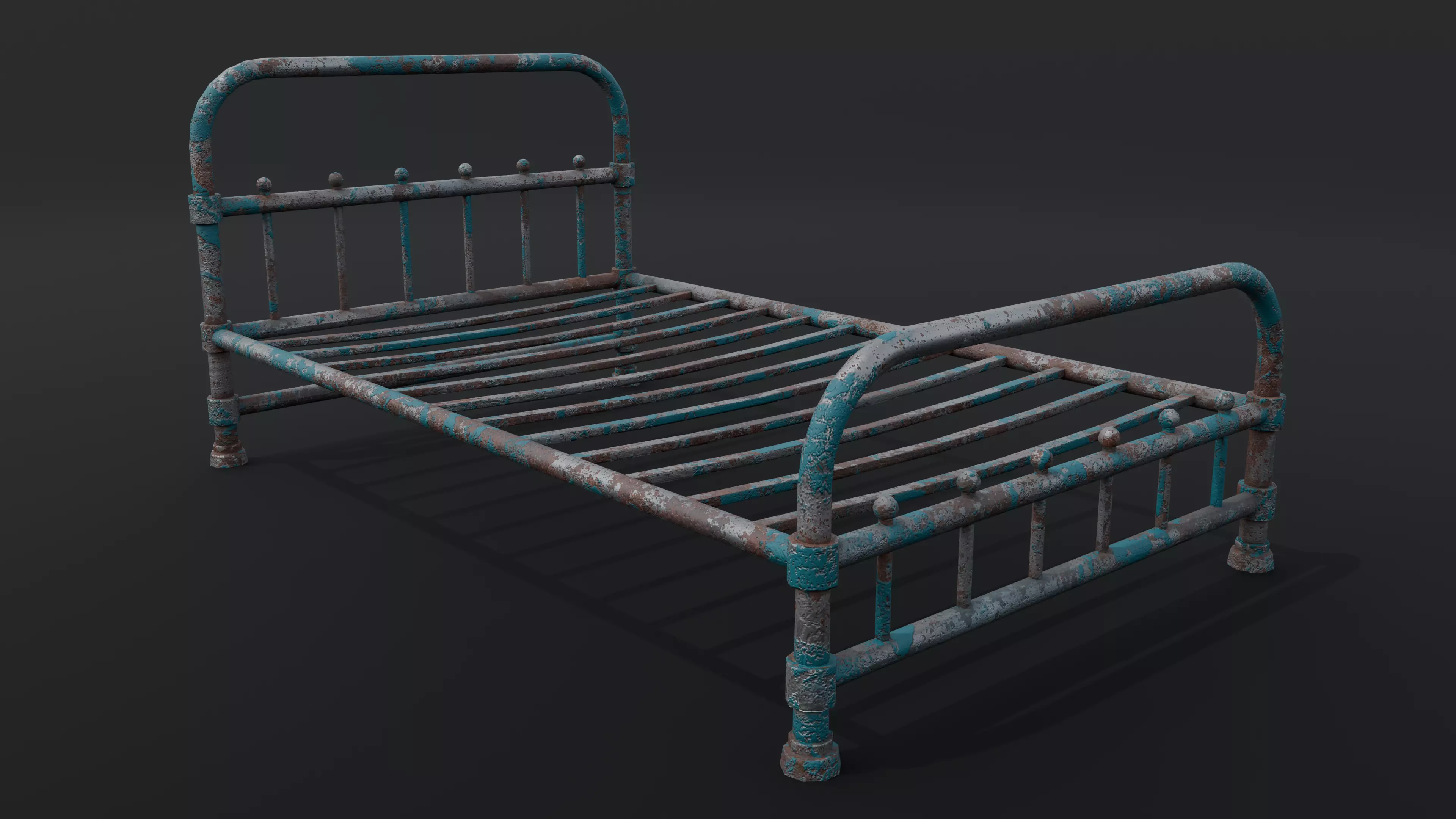 Rusty Bed Low-poly 3D model_0