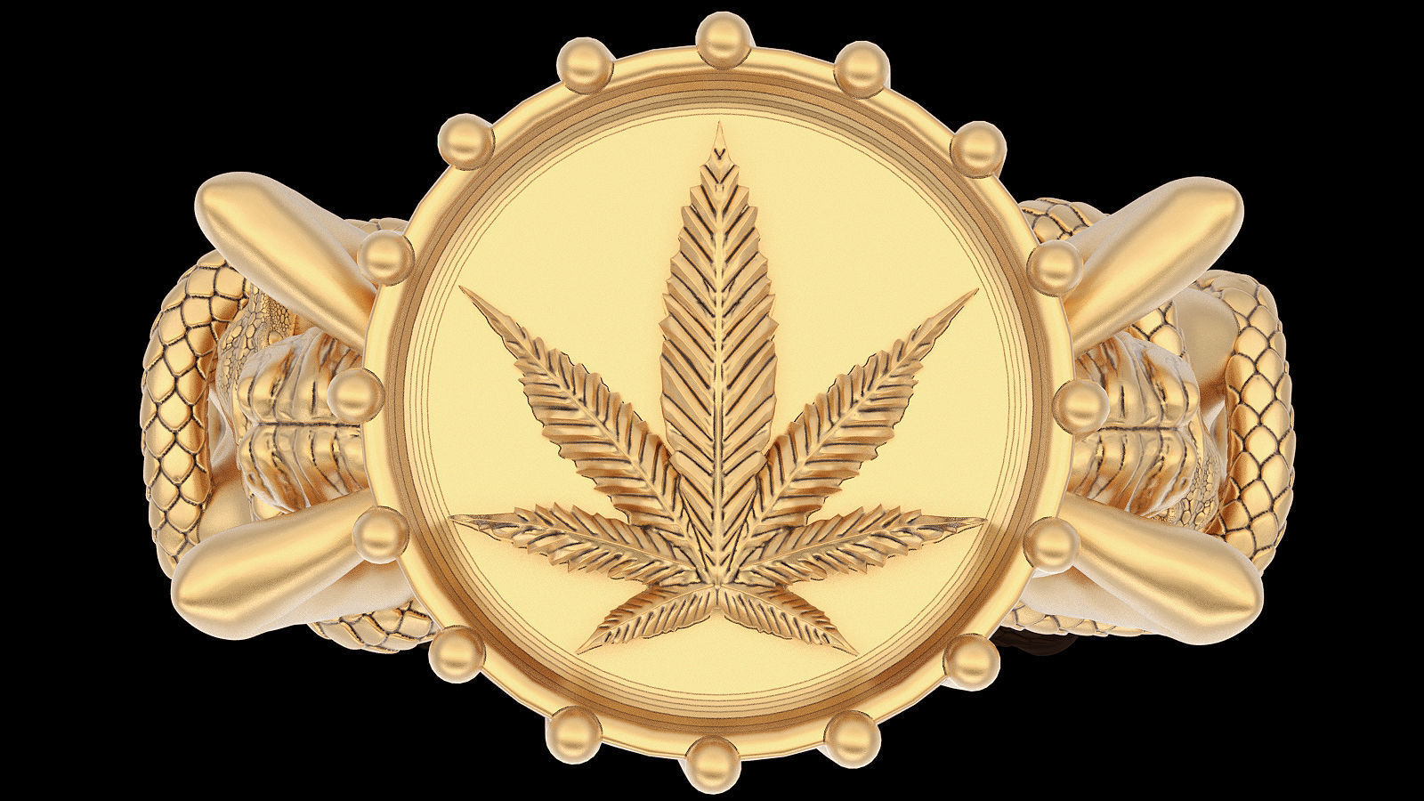 Girl snake marijuana ring  gold  printable jewelry 3D model 3D print model_2