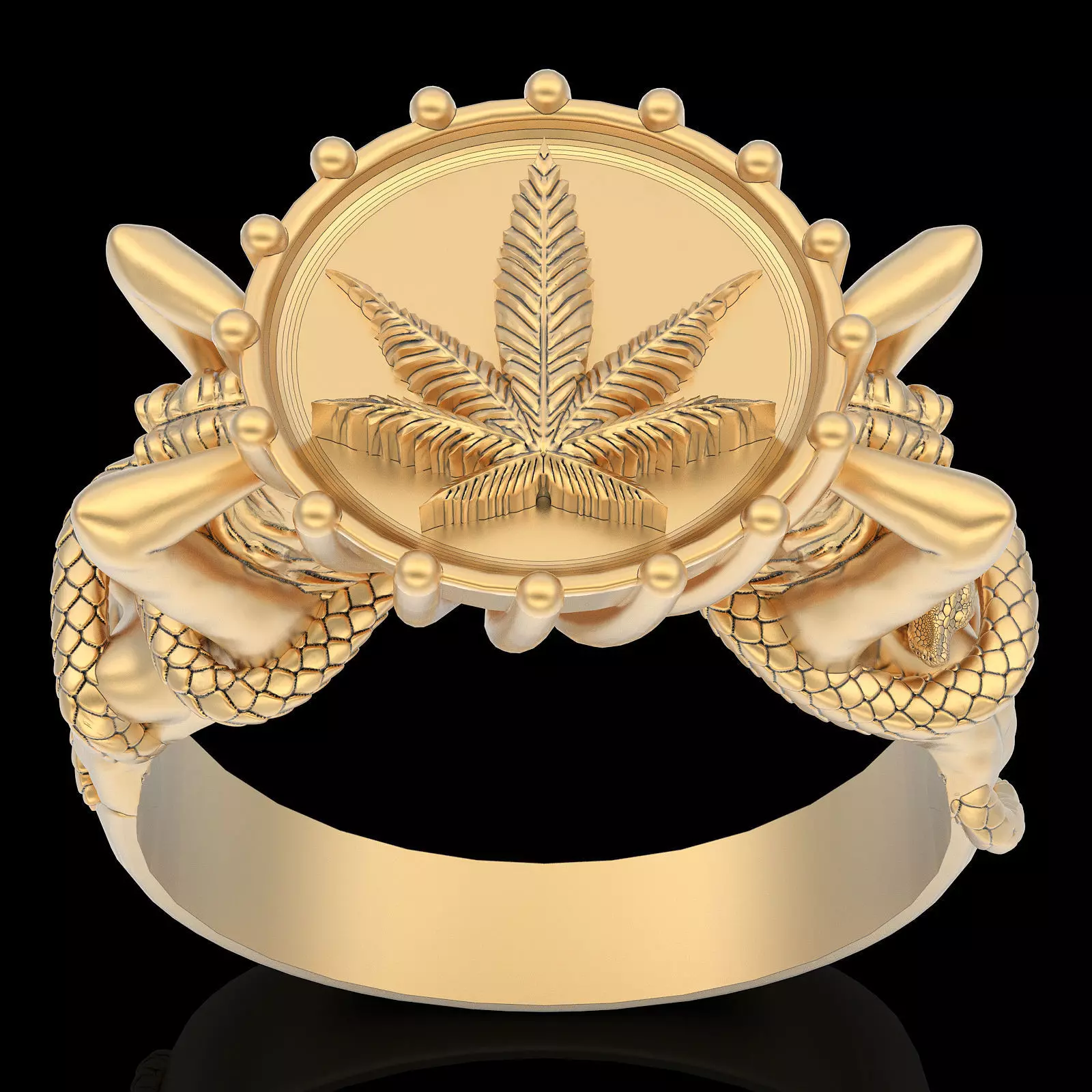 Girl snake marijuana ring  gold  printable jewelry 3D model 3D print model_0