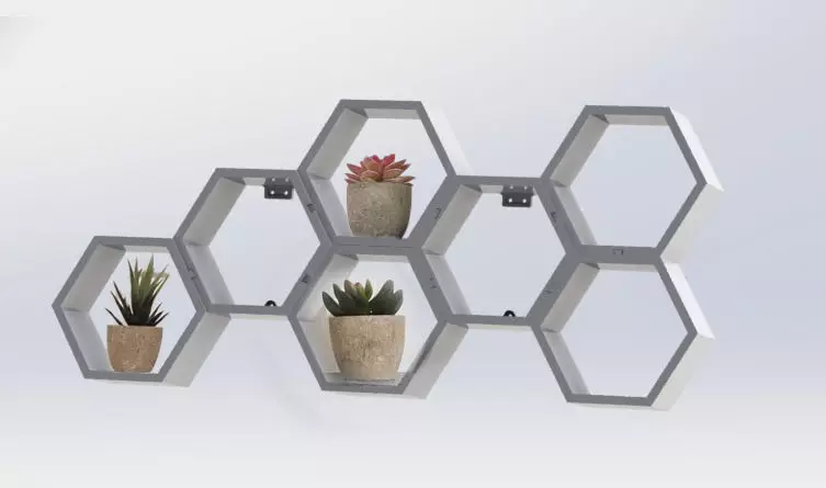 Hexagon Shelf Foldable Print 3D print model_0