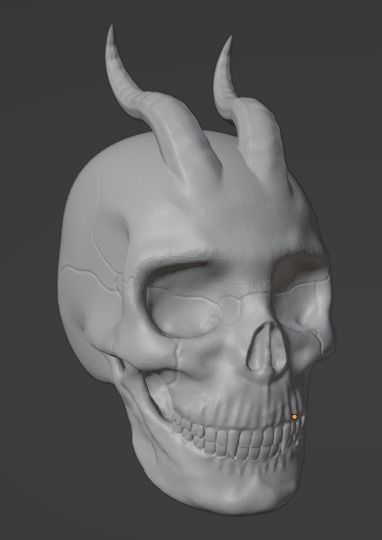 Skull- horned skull Free 3D print model_4