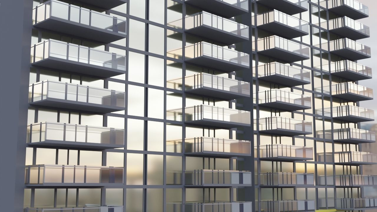 21 story Highrise building Free 3D model_1