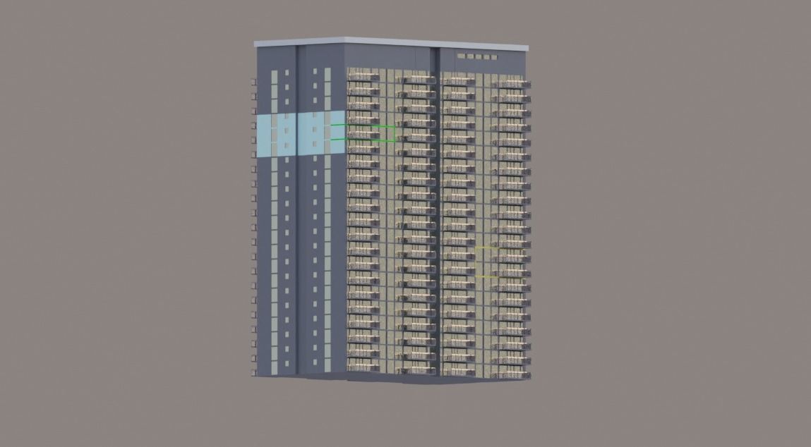21 story Highrise building Free 3D model_6