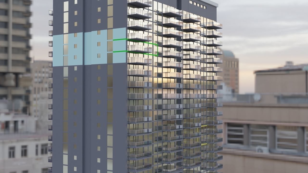 21 story Highrise building Free 3D model_3