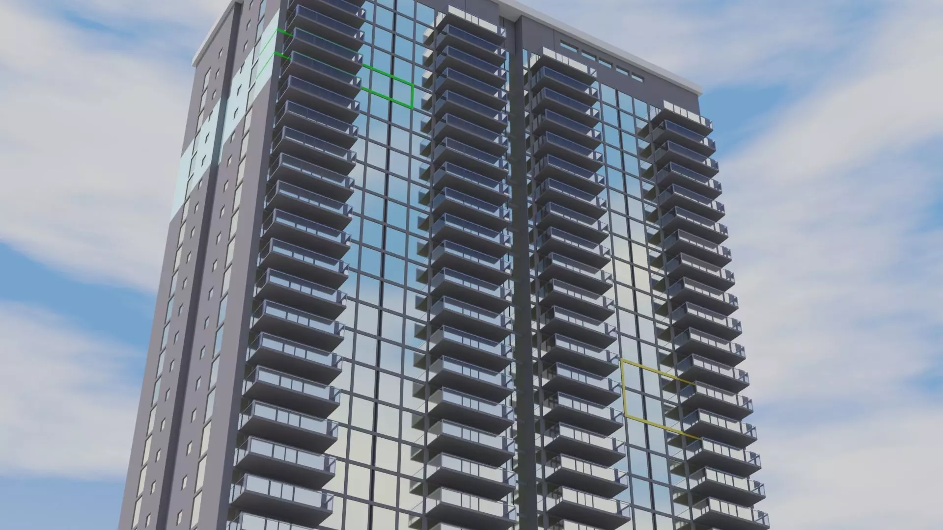 21 story Highrise building Free 3D model_0