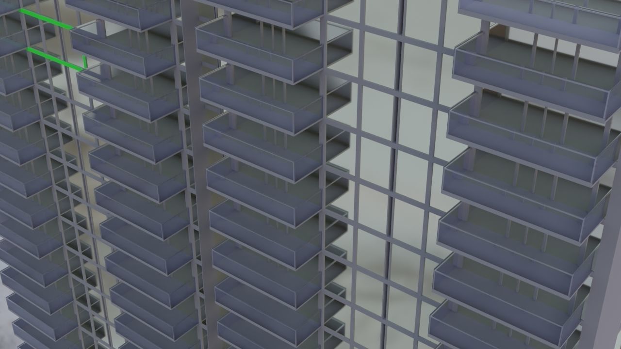 21 story Highrise building Free 3D model_2