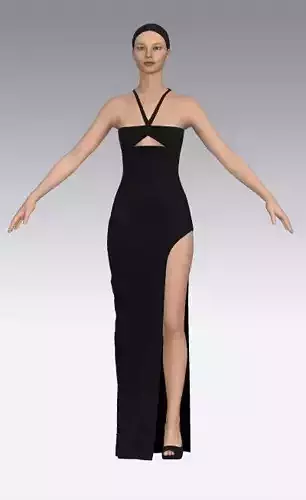 black matte dresss cotton fabric slit skirt detail modern look