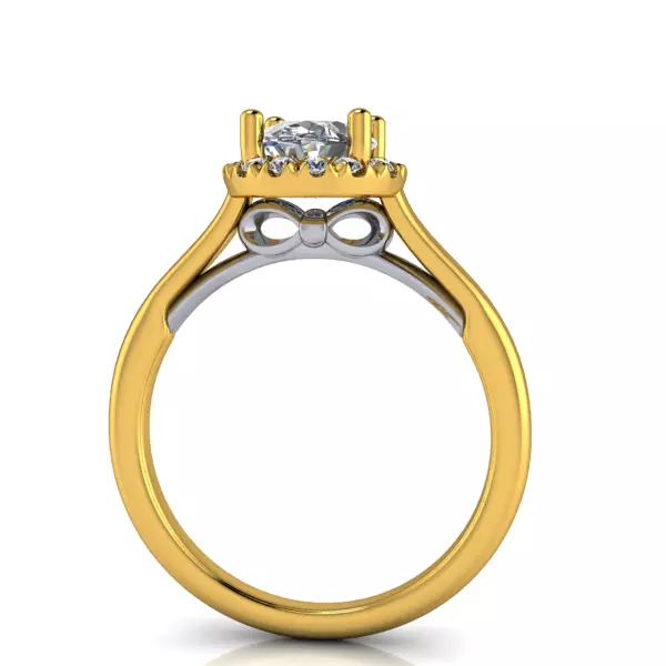 Modern Halo Bow Oval Cut Engagement Promise Wedding Bridal Ring 3D print model