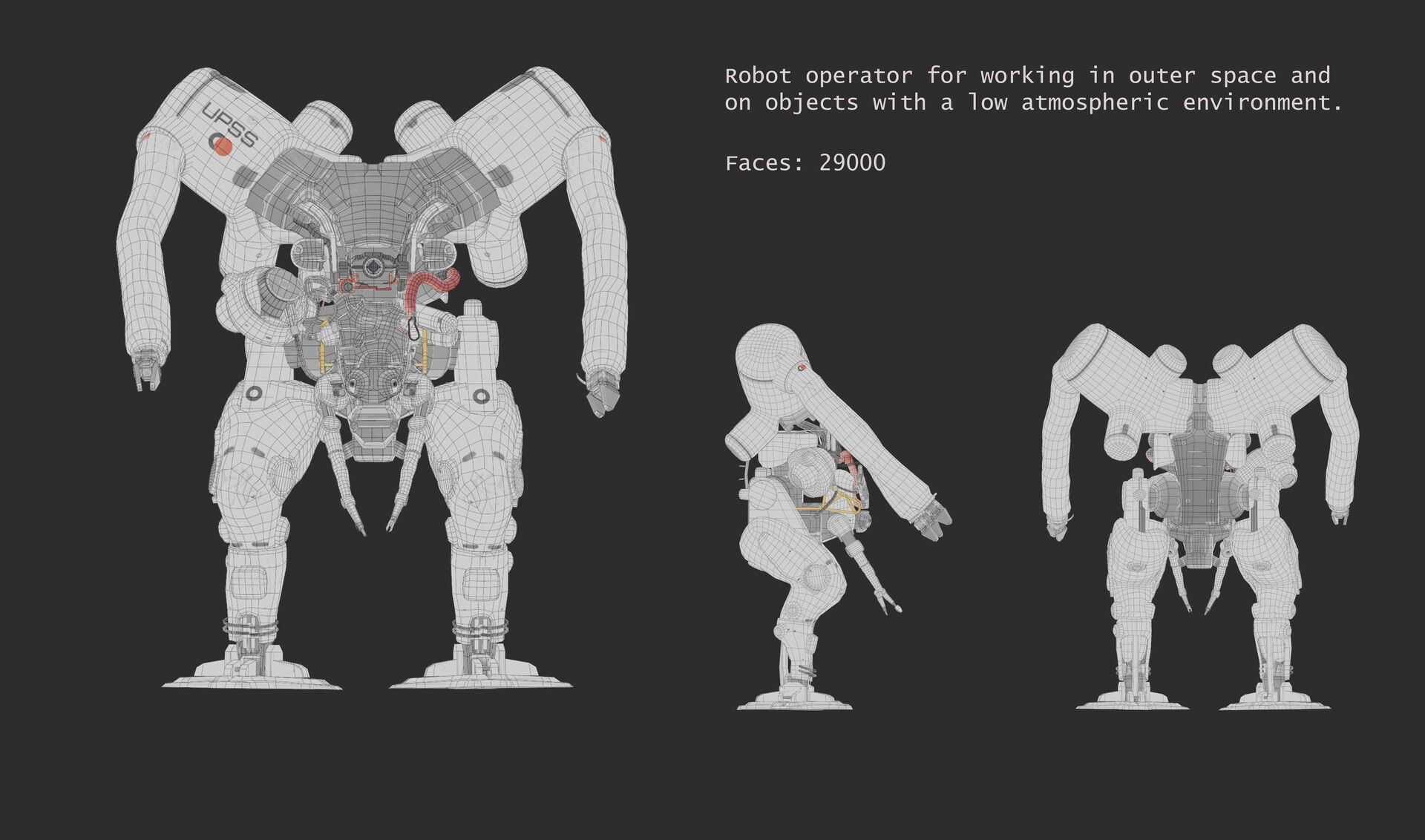 Lowpoly model robot - mech 3D model Low-poly 3D model_2
