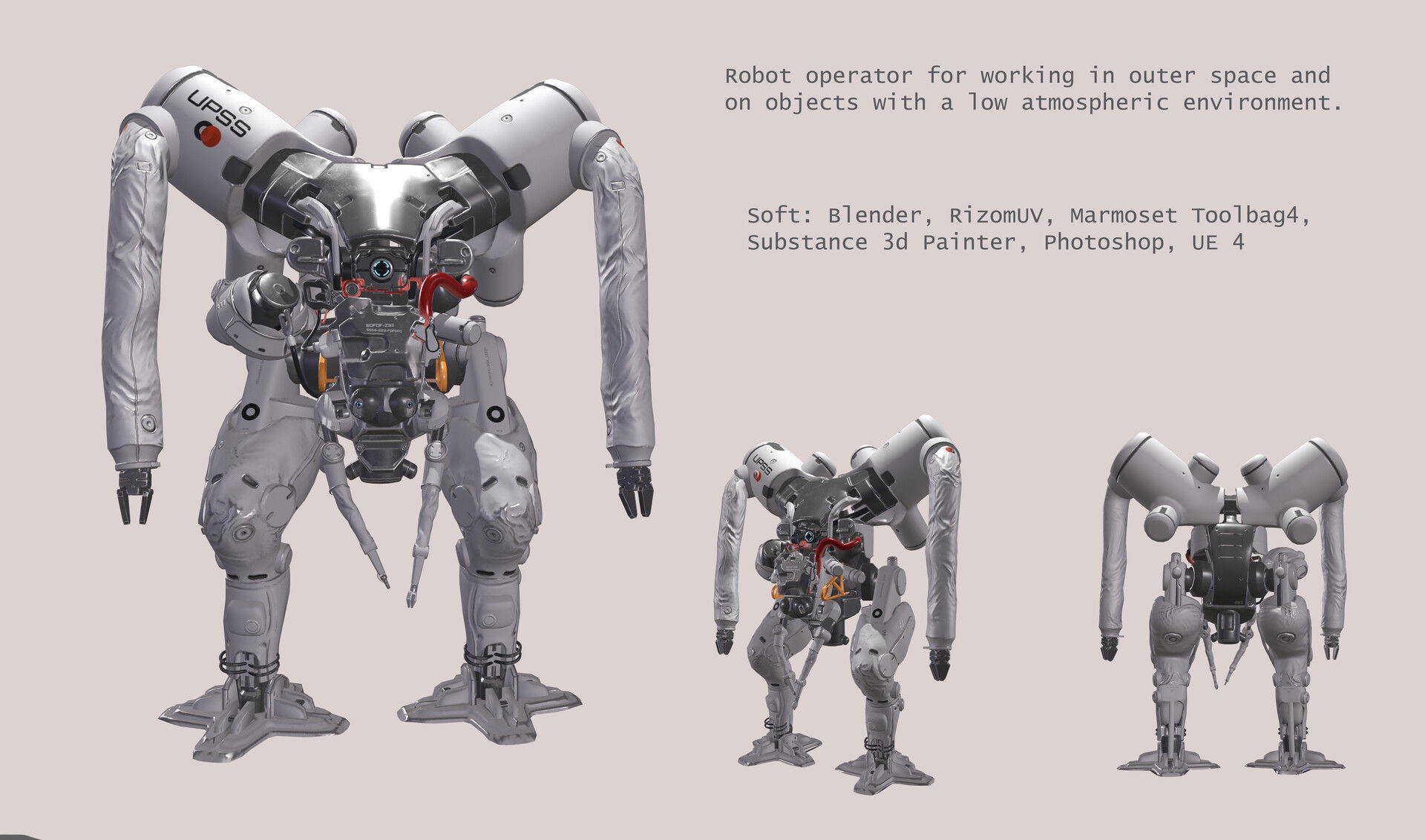 Lowpoly model robot - mech 3D model Low-poly 3D model_3