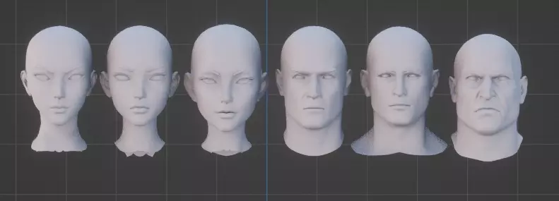 Head Mesh Collection Low-poly 3D model_0
