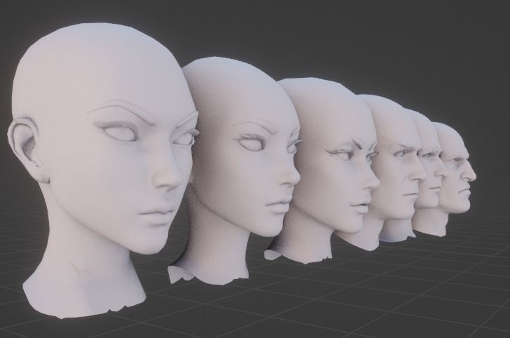 Head Mesh Collection Low-poly 3D model_1