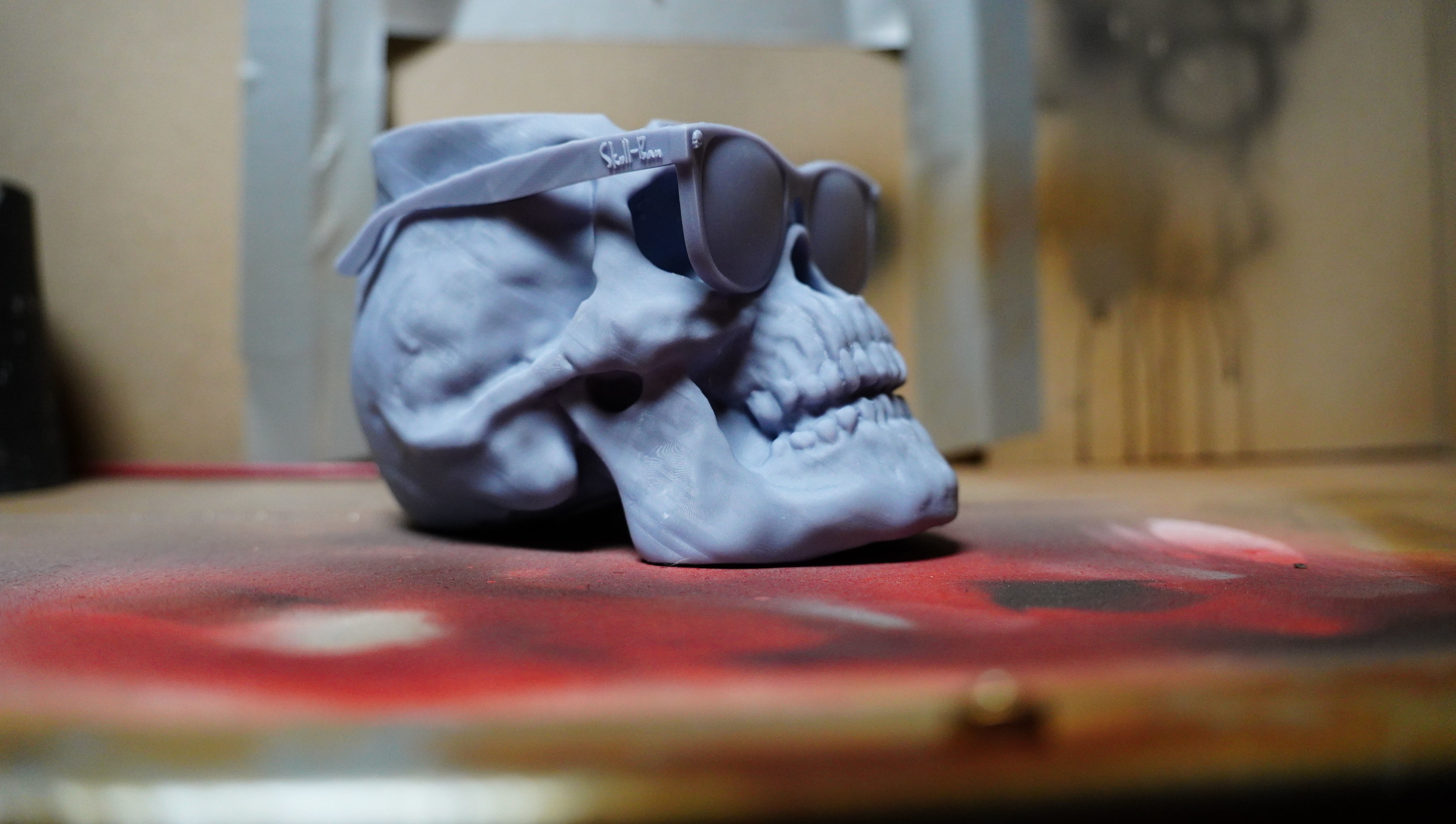 Skull with Sunglasses Paint brush cleaning Cup 3D print model_1
