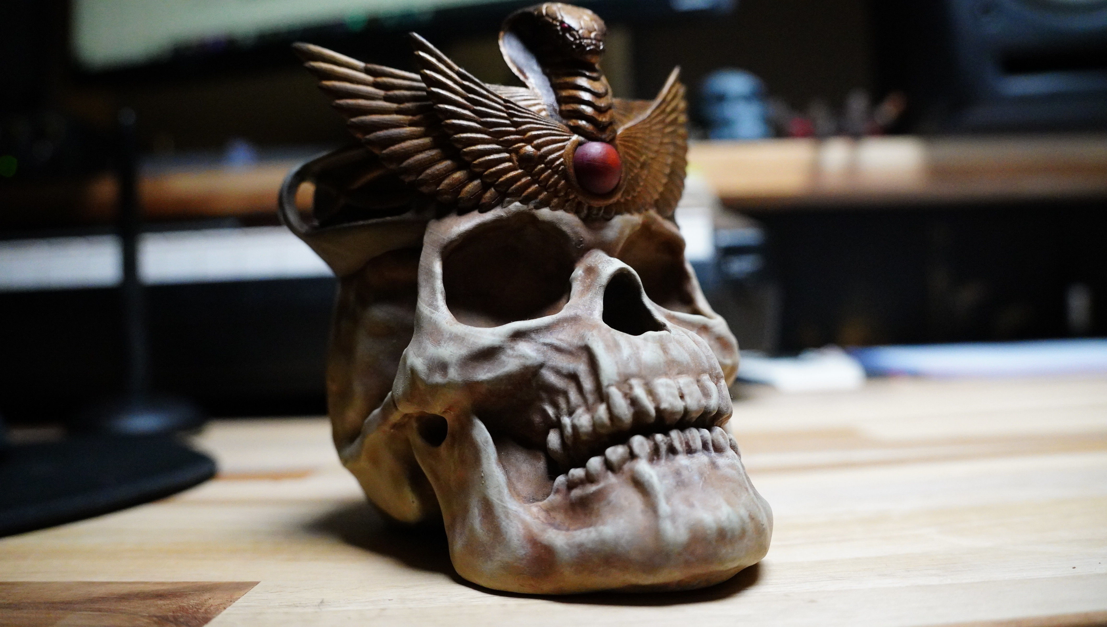 Snake Crown Skull - Paint brush cleaning cup 3D print model_5