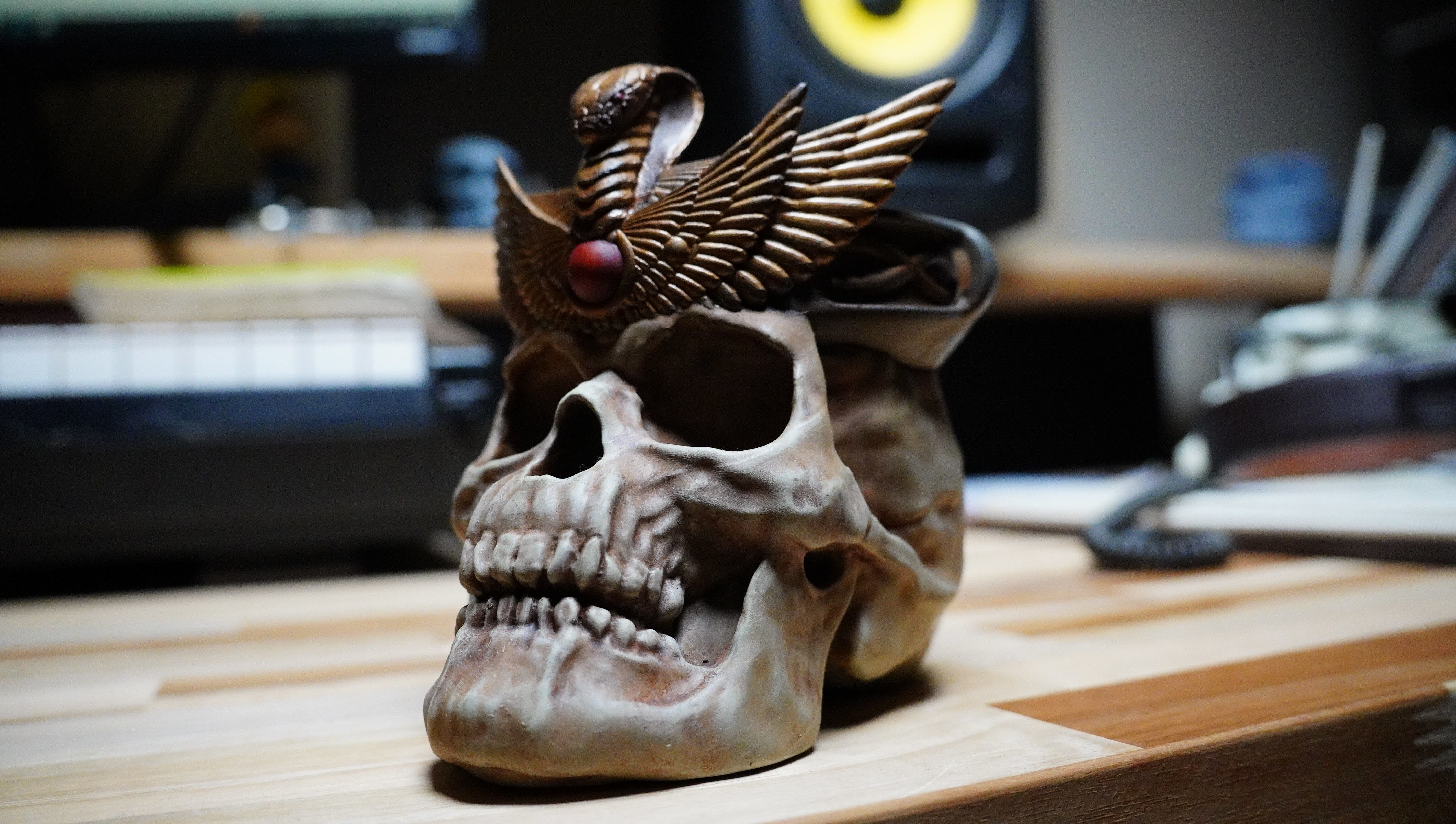 Snake Crown Skull - Paint brush cleaning cup 3D print model_3