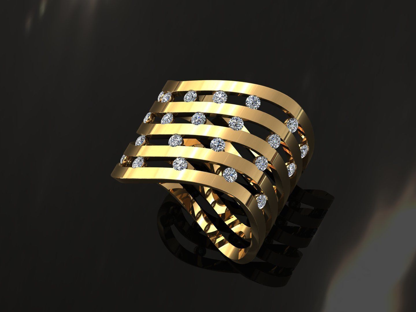 wave ring 3D print model_1