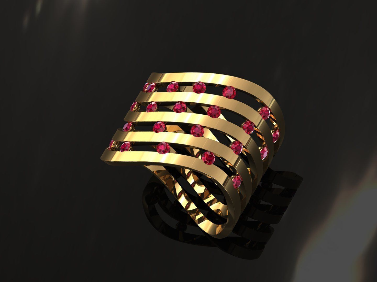 wave ring 3D print model_3