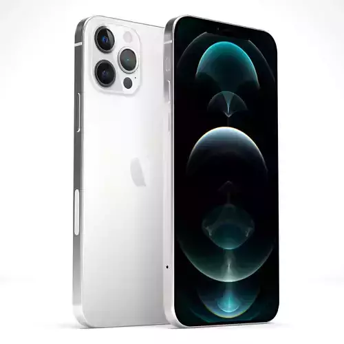 iPhone 12 Pro Max Silver 3D model iPhone 12 Pro Max Silver 3D model