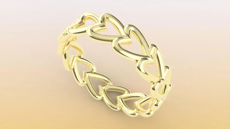 joias anel coracao ouro brilhante 3D print model_0