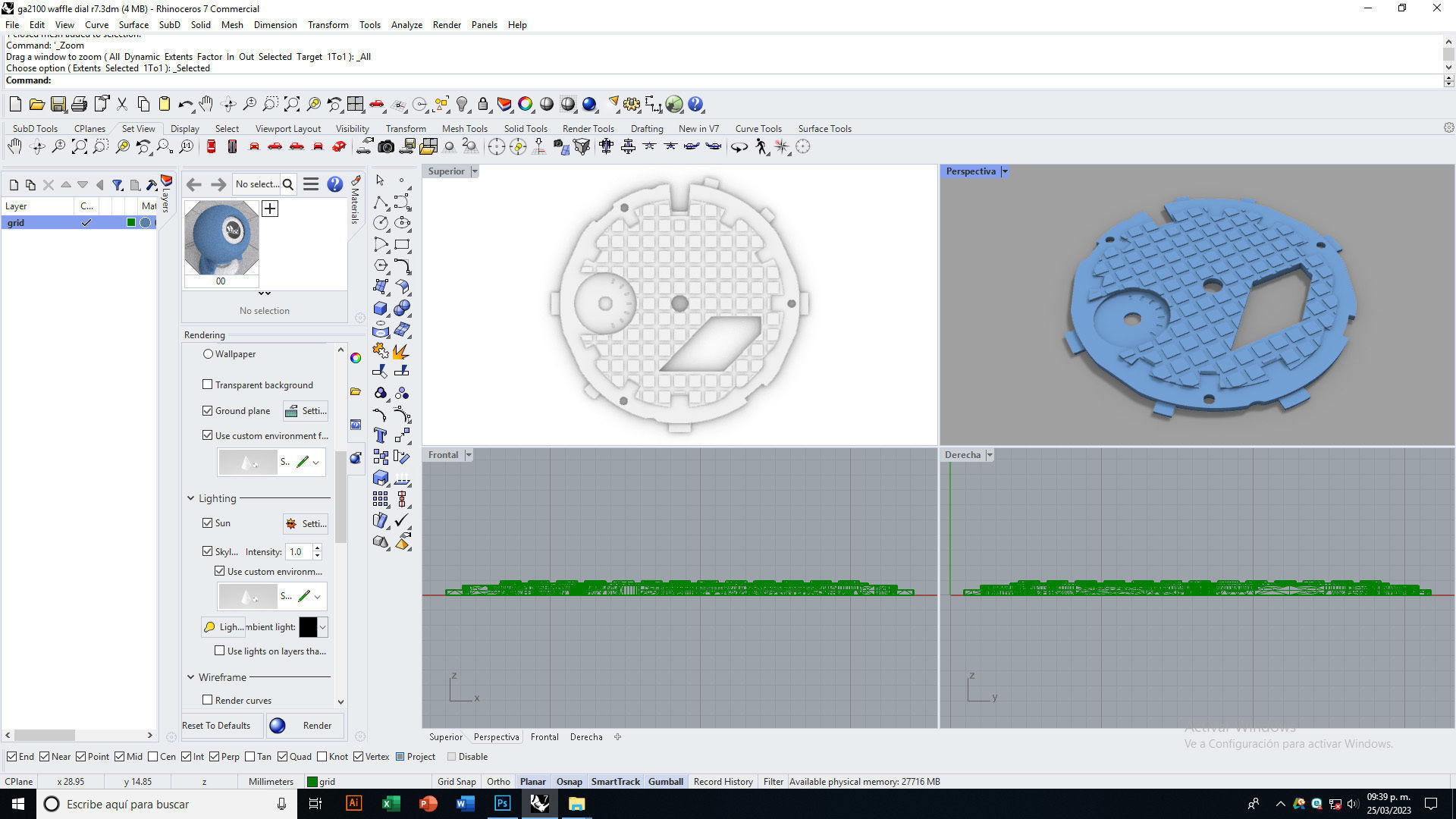 Waffle Dial Design GA 2100 compatible 3D print model_24