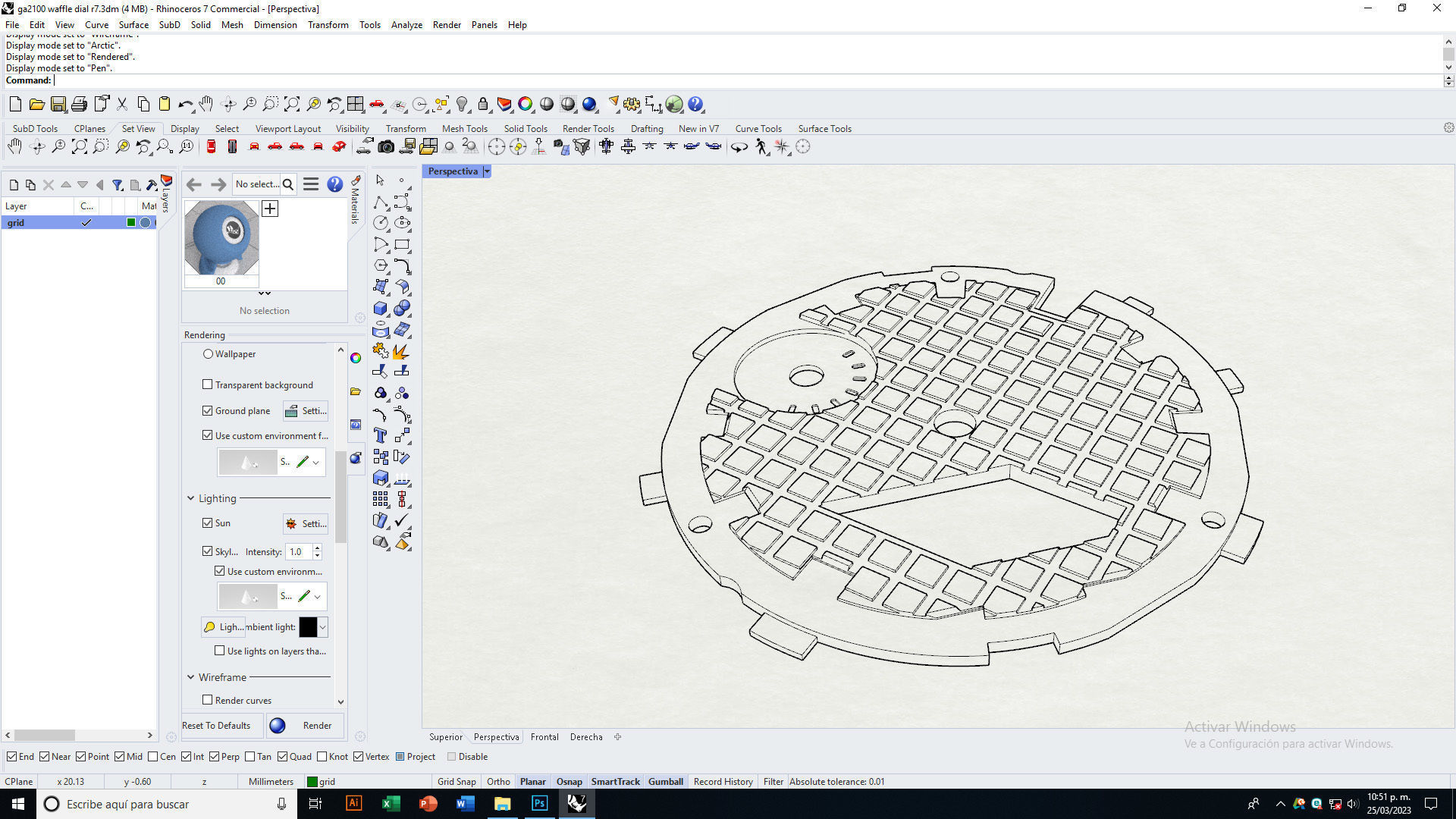 Waffle Dial Design GA 2100 compatible 3D print model_14