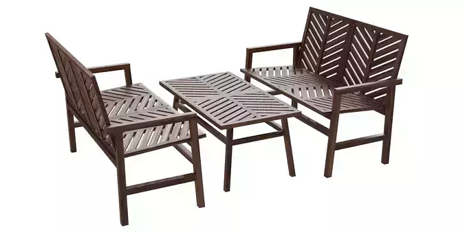 Boho Acacia Wood 3-Piece Outdoor Loveseat