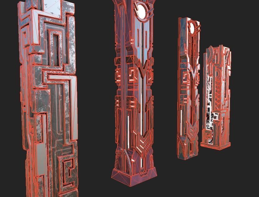 Pillar Modern Low-poly 3D model_5