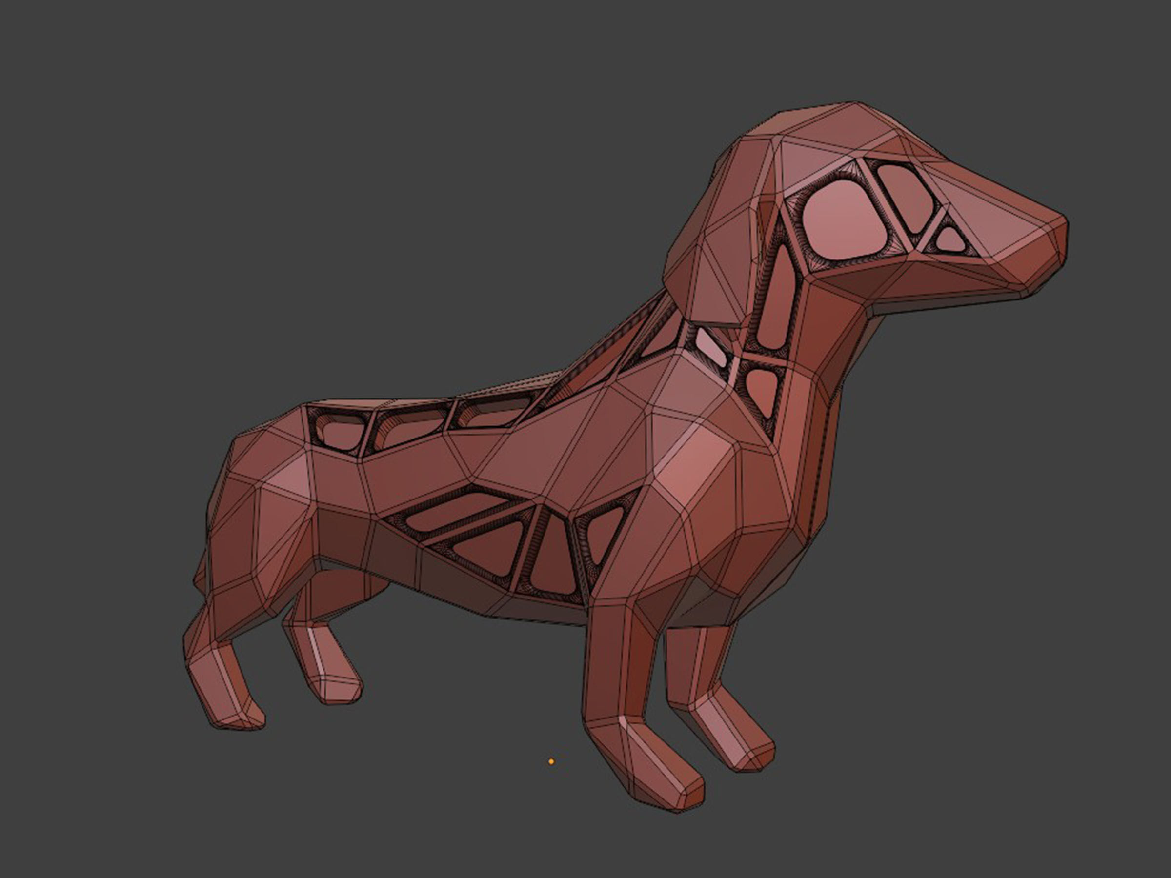 Polygon Dachshund Dog 3D print model_6