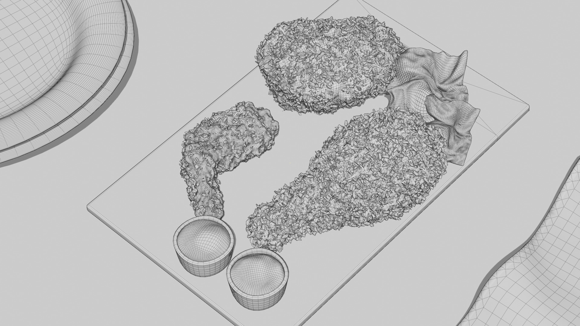 Fried Chicken with Mozarella Cheese Low-poly 3D model_3