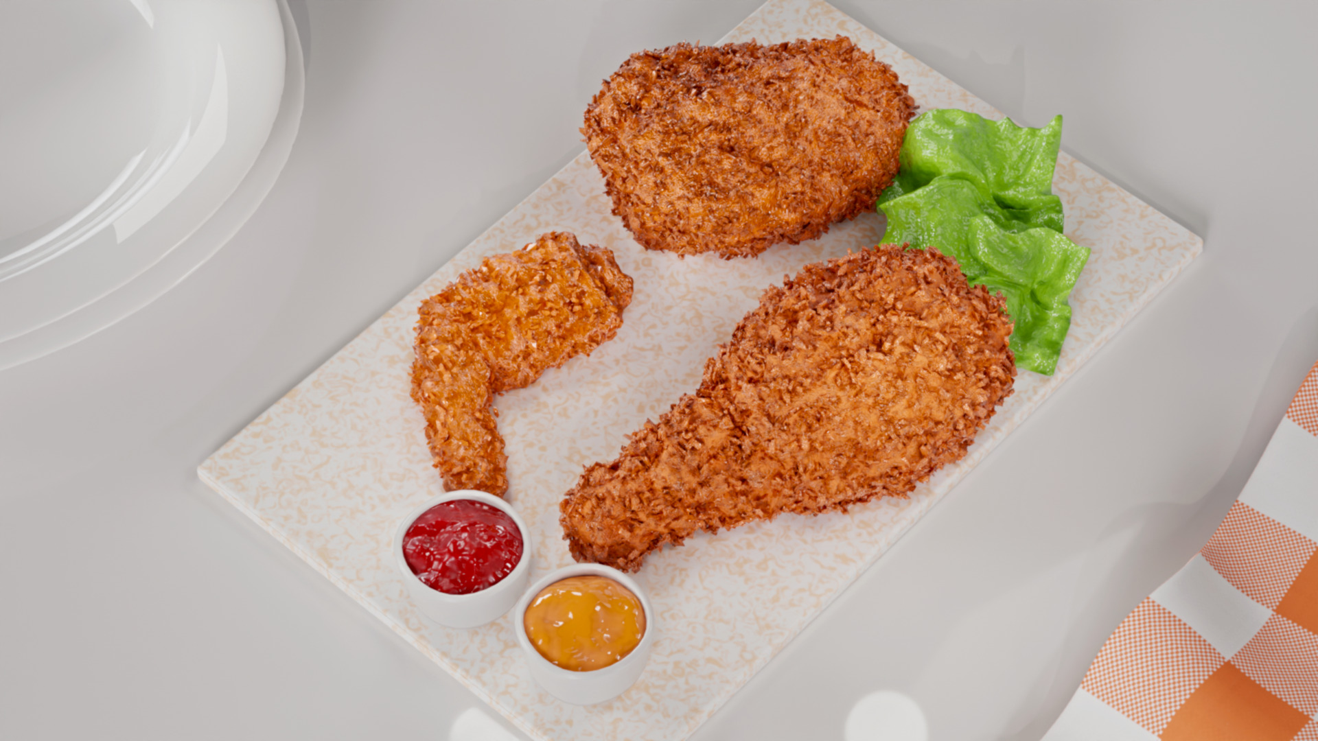 Fried Chicken with Mozarella Cheese Low-poly 3D model_1