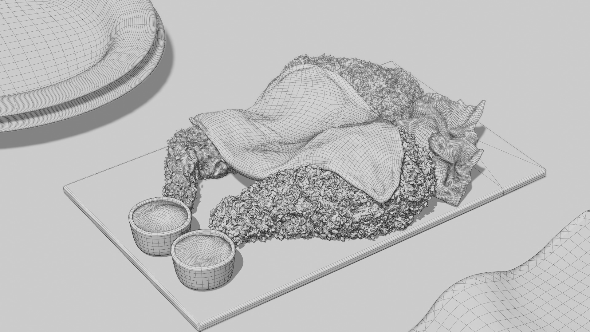 Fried Chicken with Mozarella Cheese Low-poly 3D model_2