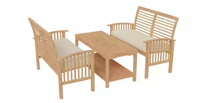 Acacia Wood 3-Piece Outdoor Loveseat