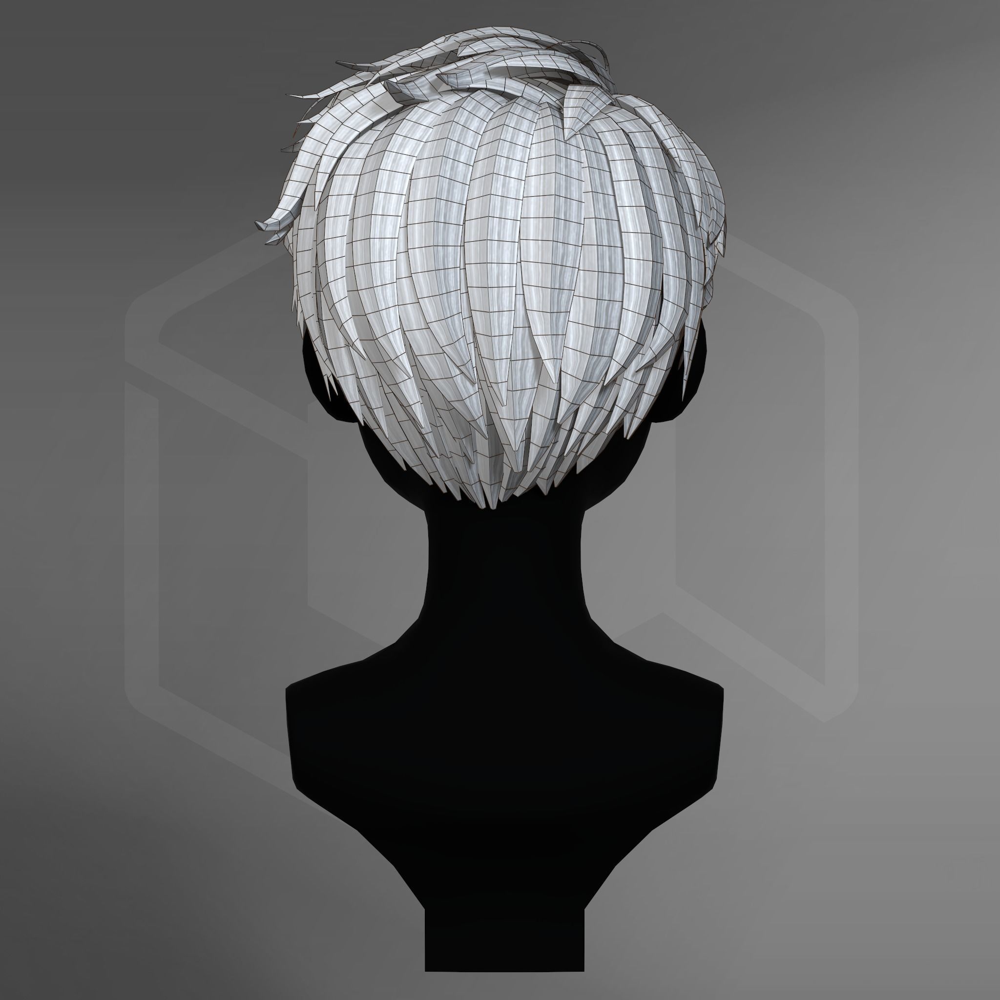 Game Hair - Stylized Male Hairstyle V5 Low-poly 3D model_11