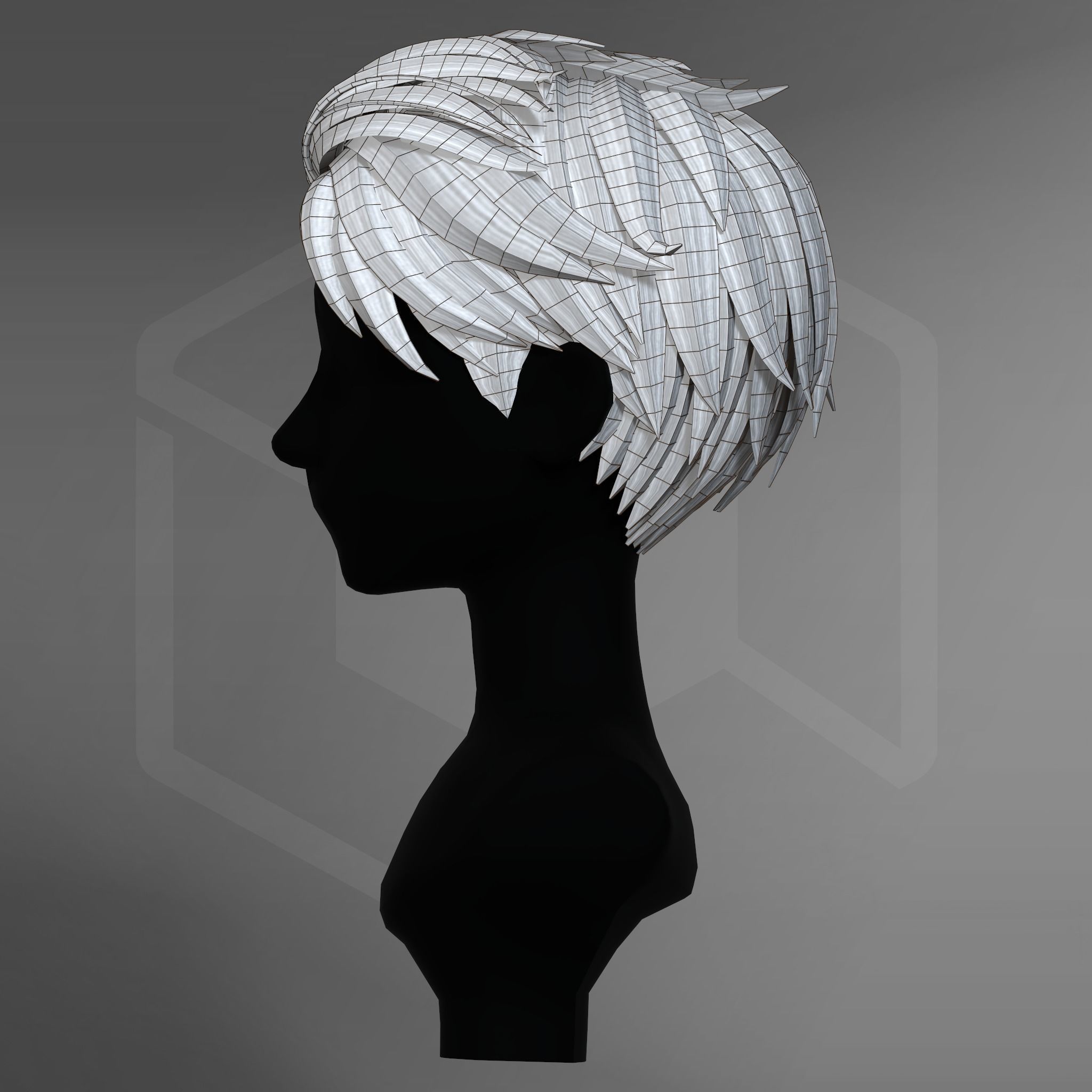 Game Hair - Stylized Male Hairstyle V5 Low-poly 3D model_13