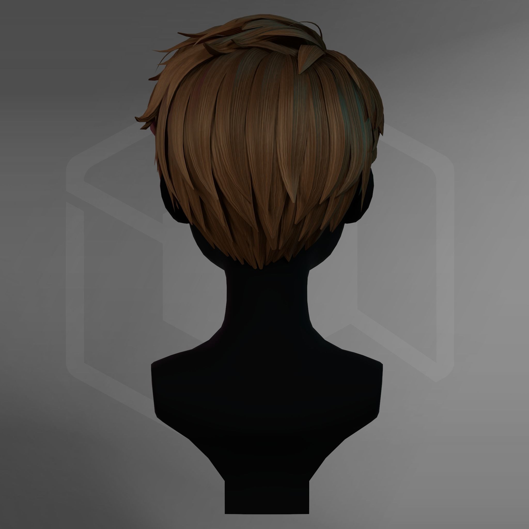 Game Hair - Stylized Male Hairstyle V5 Low-poly 3D model_7