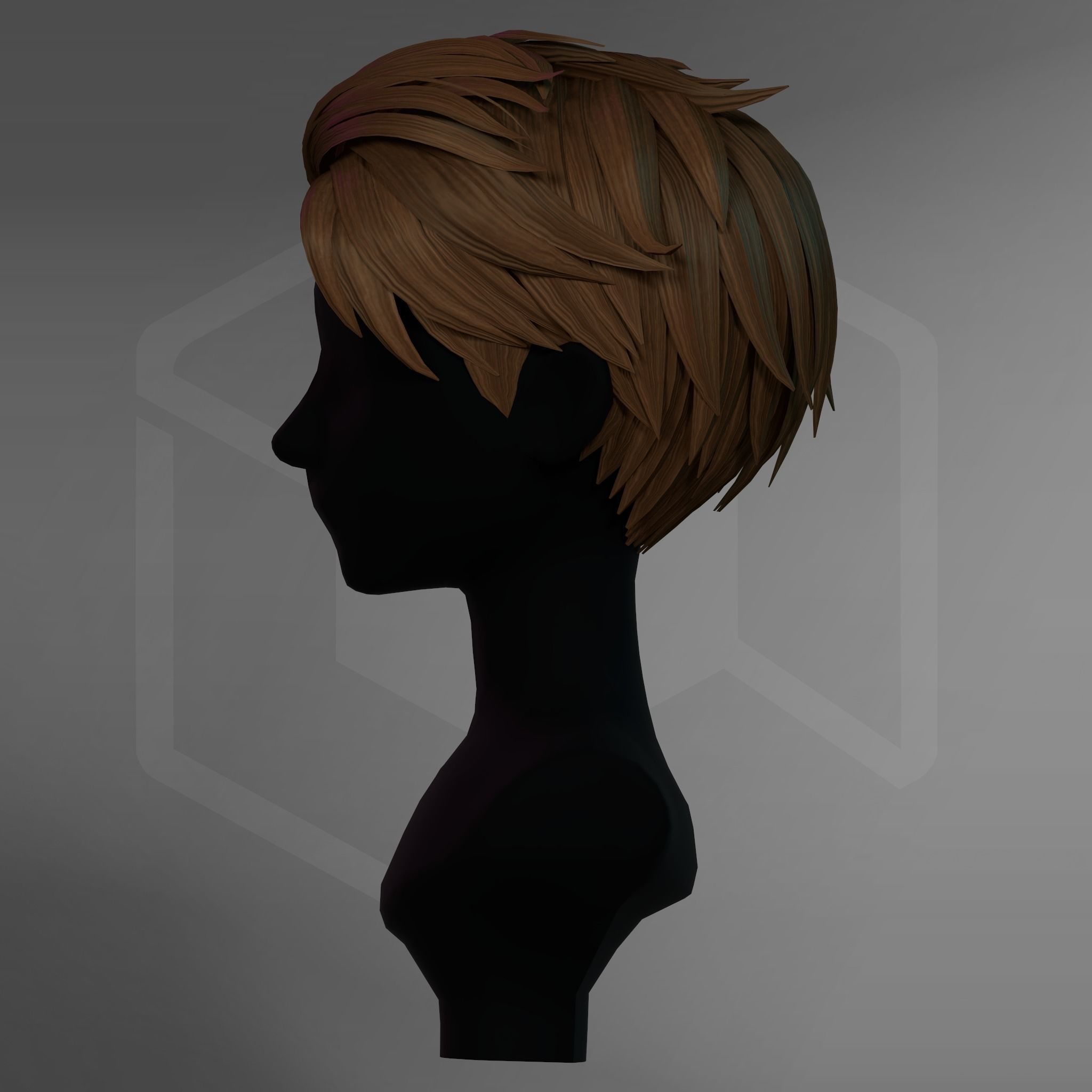 Game Hair - Stylized Male Hairstyle V5 Low-poly 3D model_9