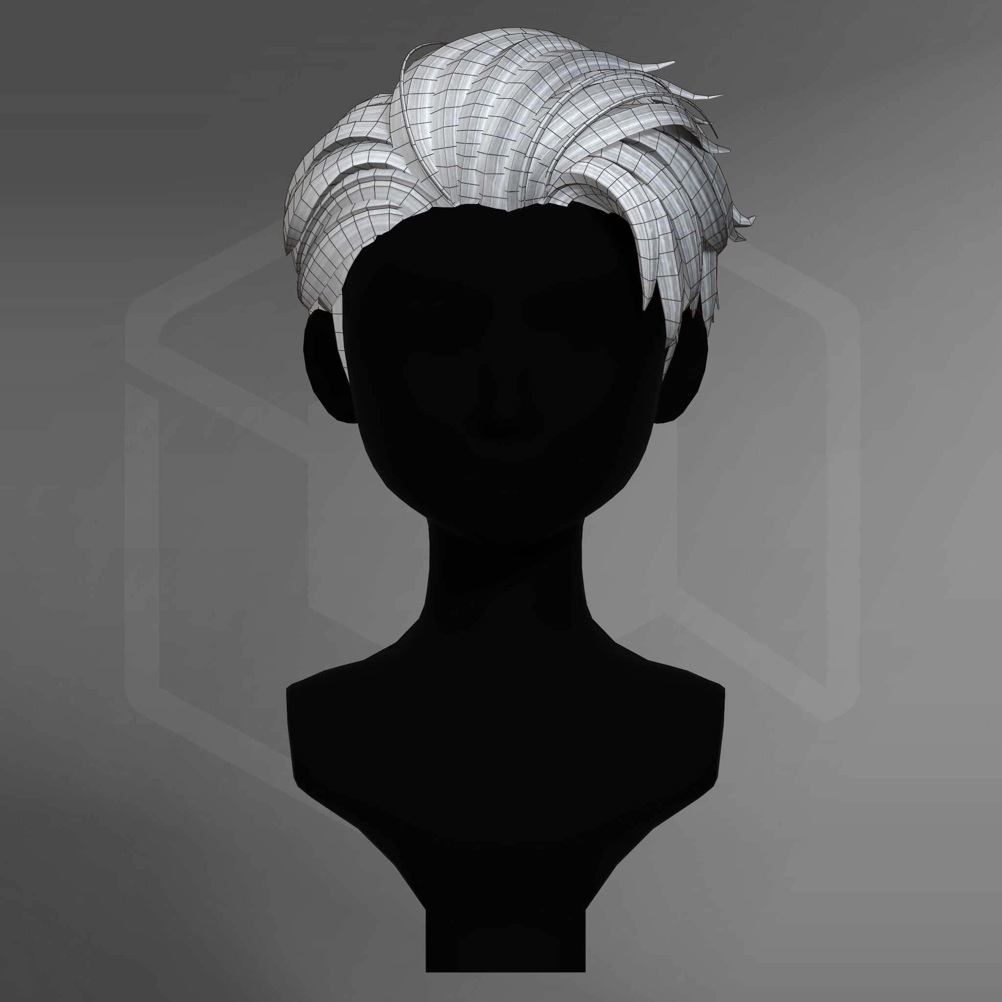 Game Hair - Stylized Male Hairstyle V5 Low-poly 3D model_10