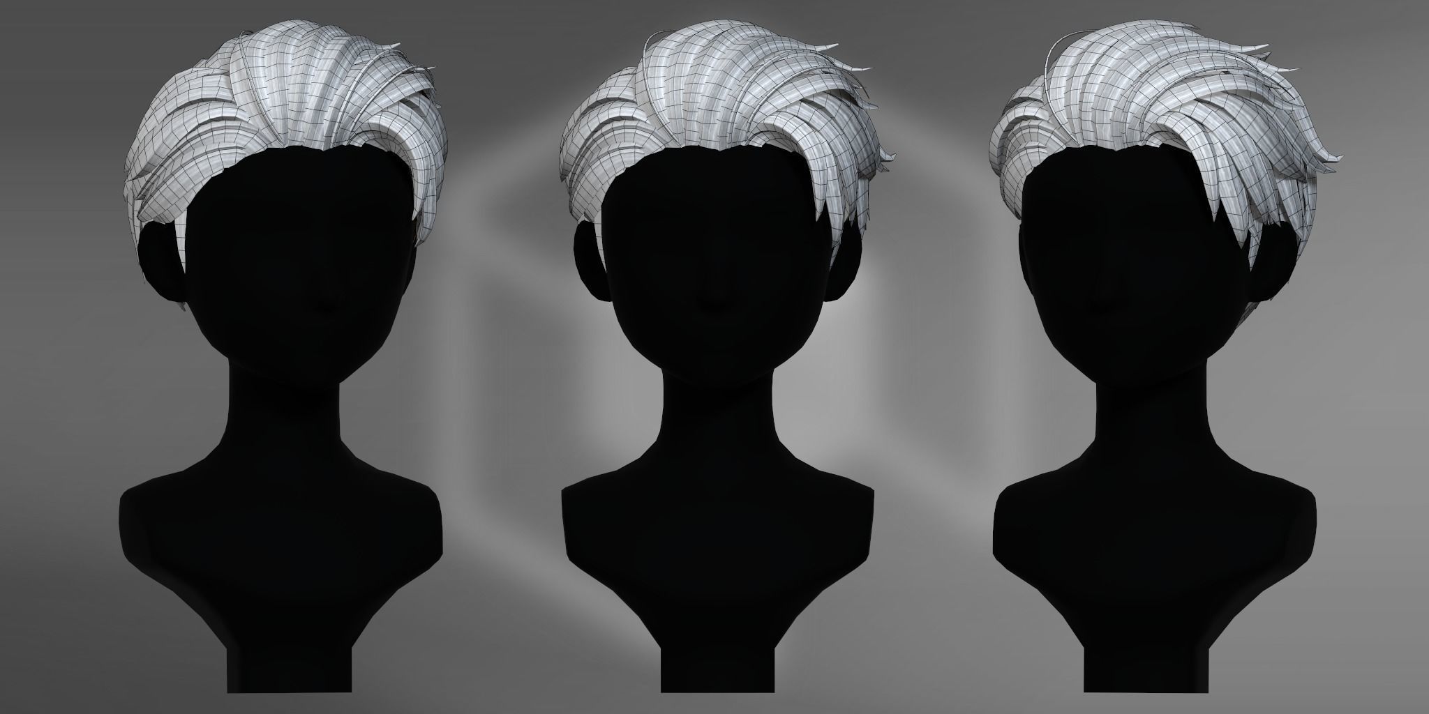 Game Hair - Stylized Male Hairstyle V5 Low-poly 3D model_4