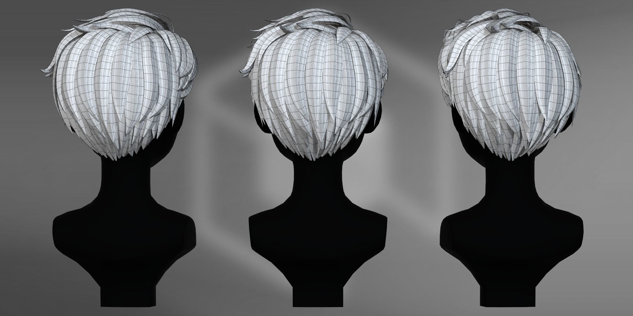 Game Hair - Stylized Male Hairstyle V5 Low-poly 3D model_5