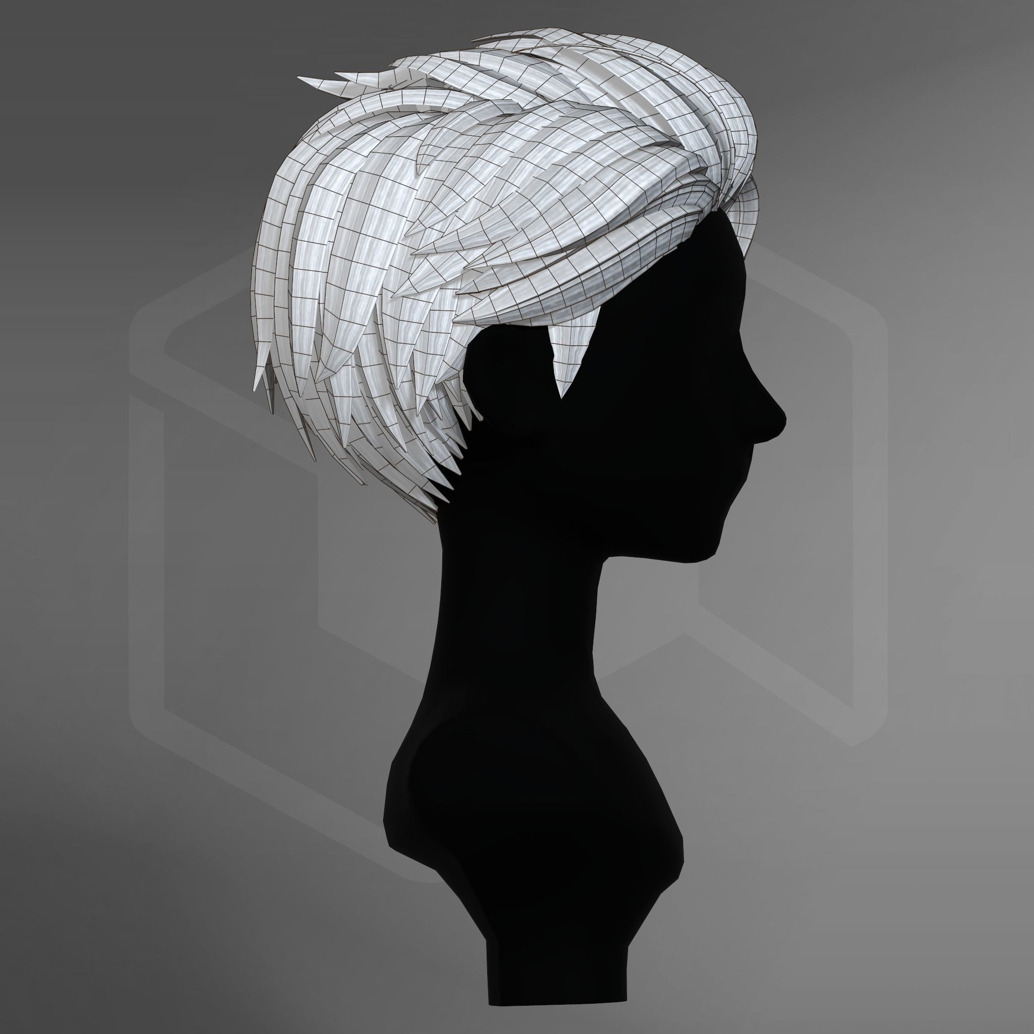 Game Hair - Stylized Male Hairstyle V5 Low-poly 3D model_12