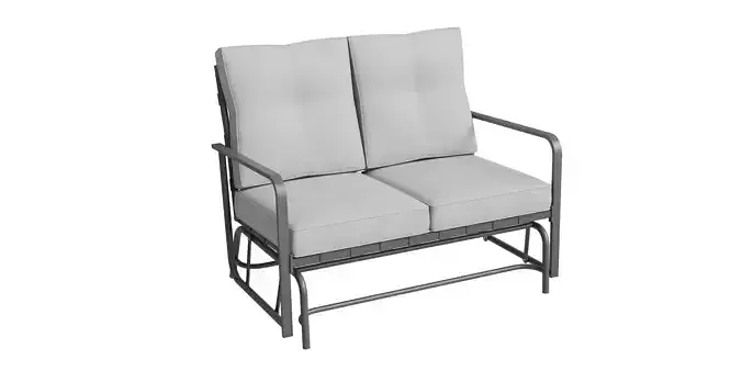 Outdoor Loveseat Glider Chair With Gray Cushions