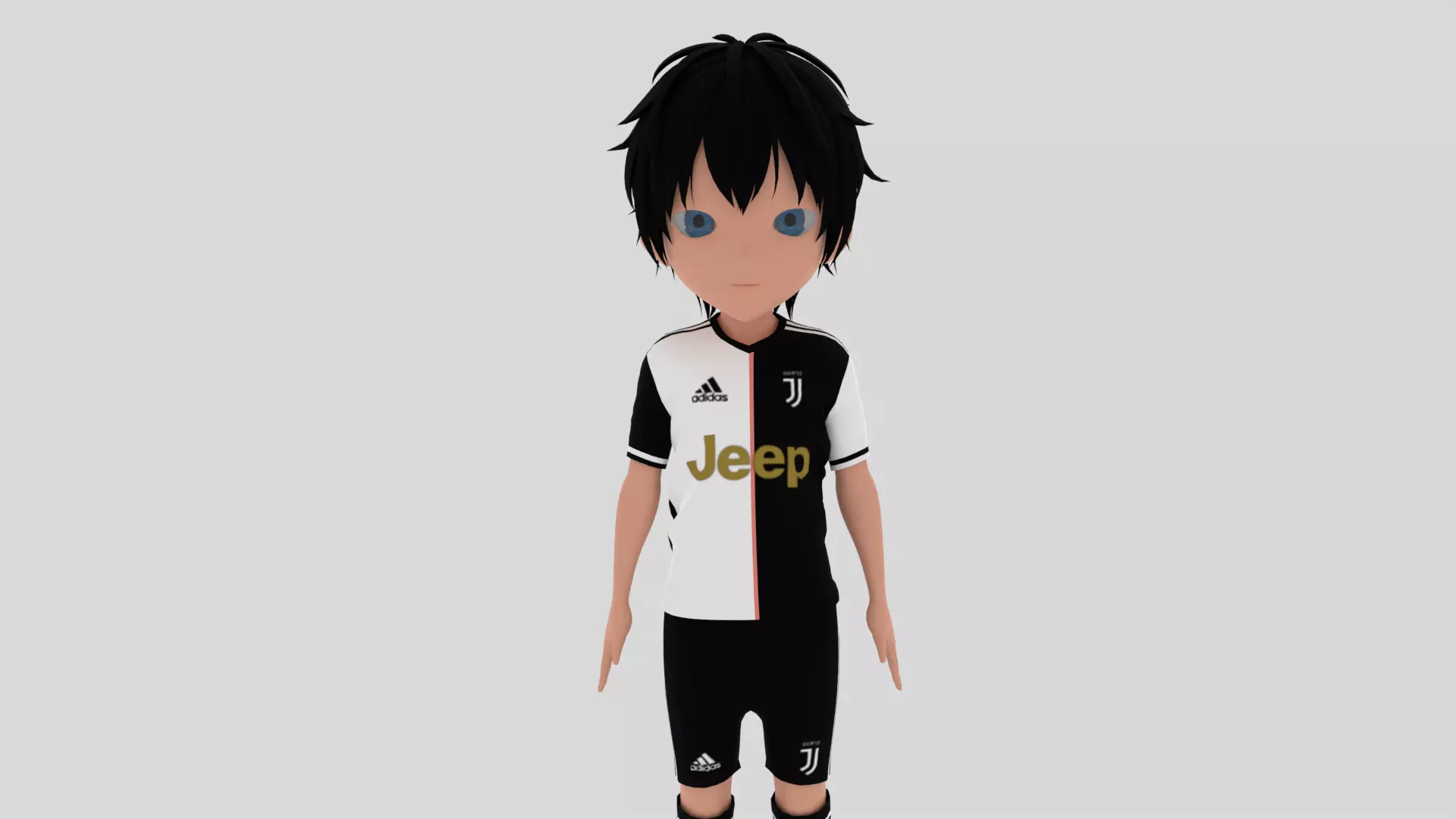 Juventus Soccer - Football  Player Low-poly 3D model_0