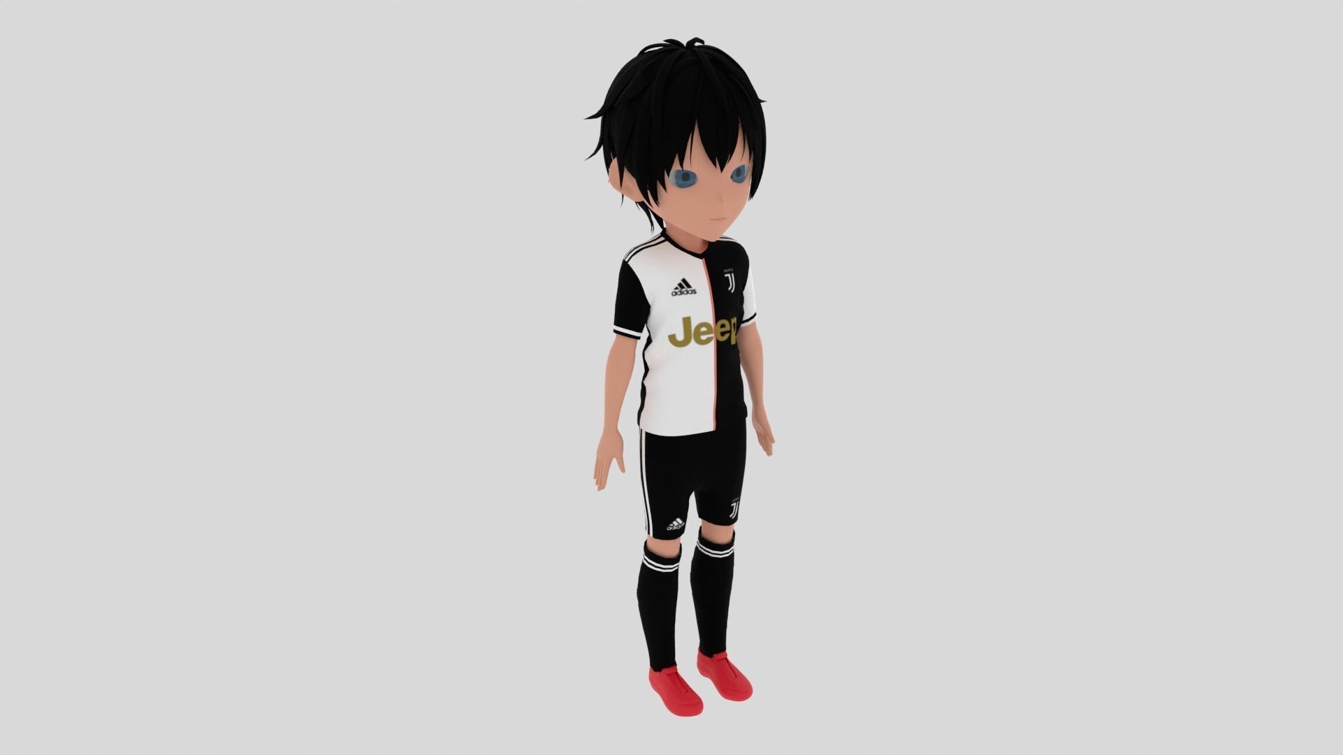 Juventus Soccer - Football  Player Low-poly 3D model_2