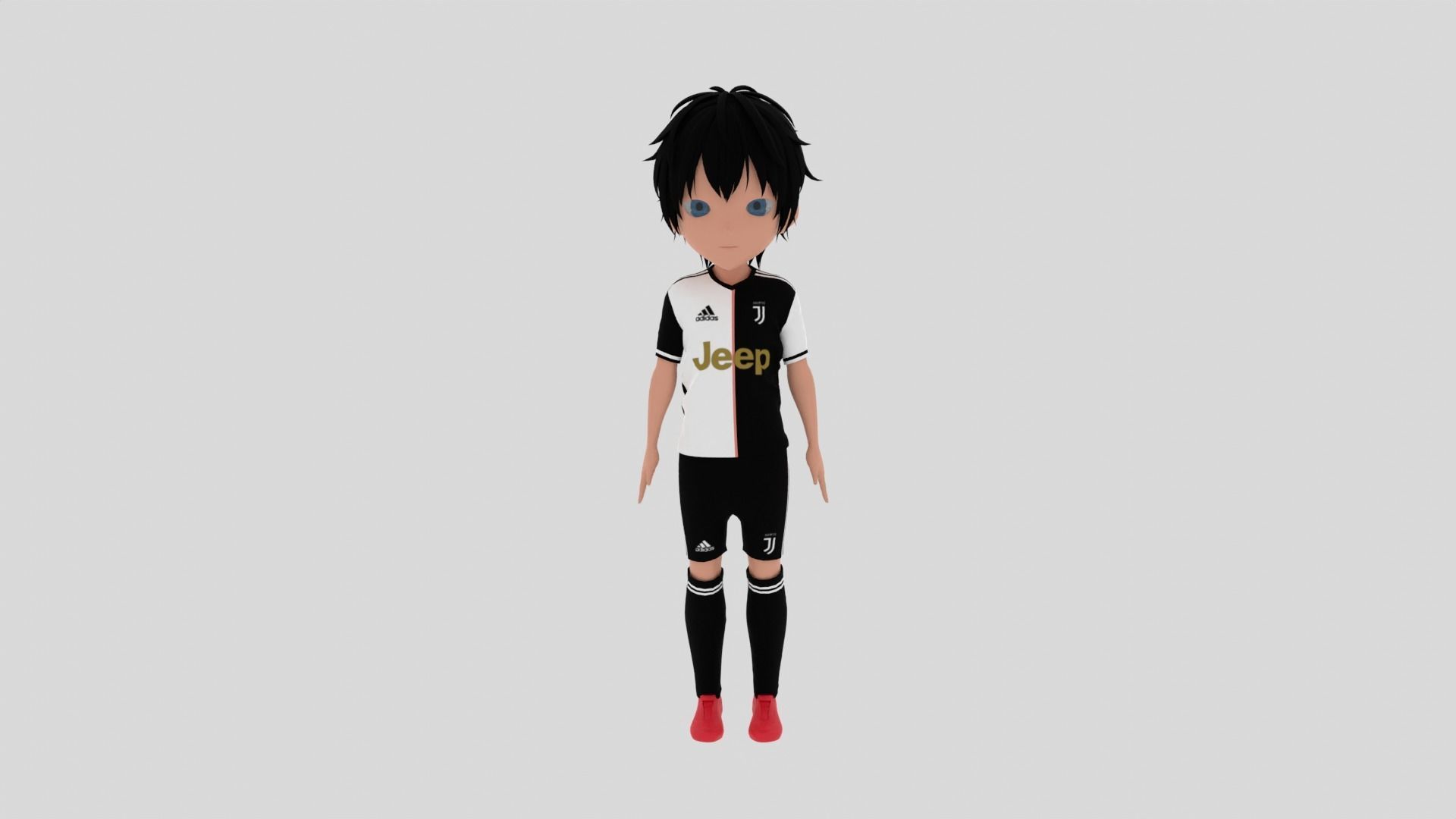 Juventus Soccer - Football  Player Low-poly 3D model_1