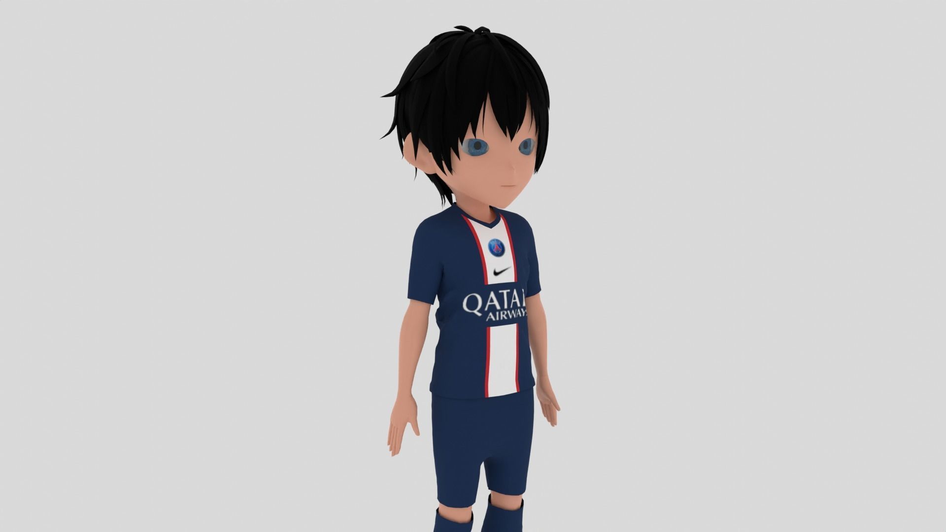 PSG Soccer - Football  Player Low-poly 3D model_5
