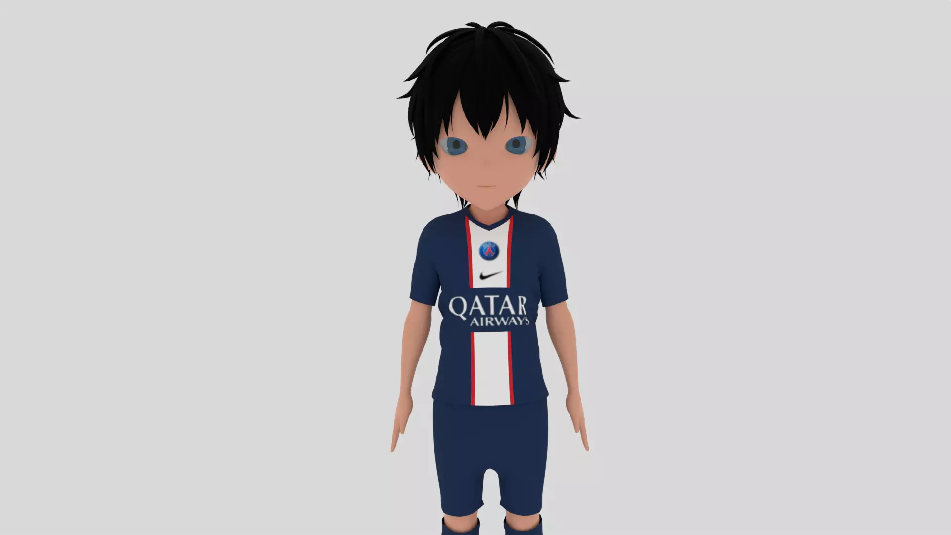 PSG Soccer - Football  Player Low-poly 3D model_0