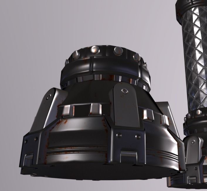 Punk Metal Column Low-poly 3D model_3