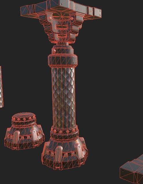 Punk Metal Column Low-poly 3D model_5