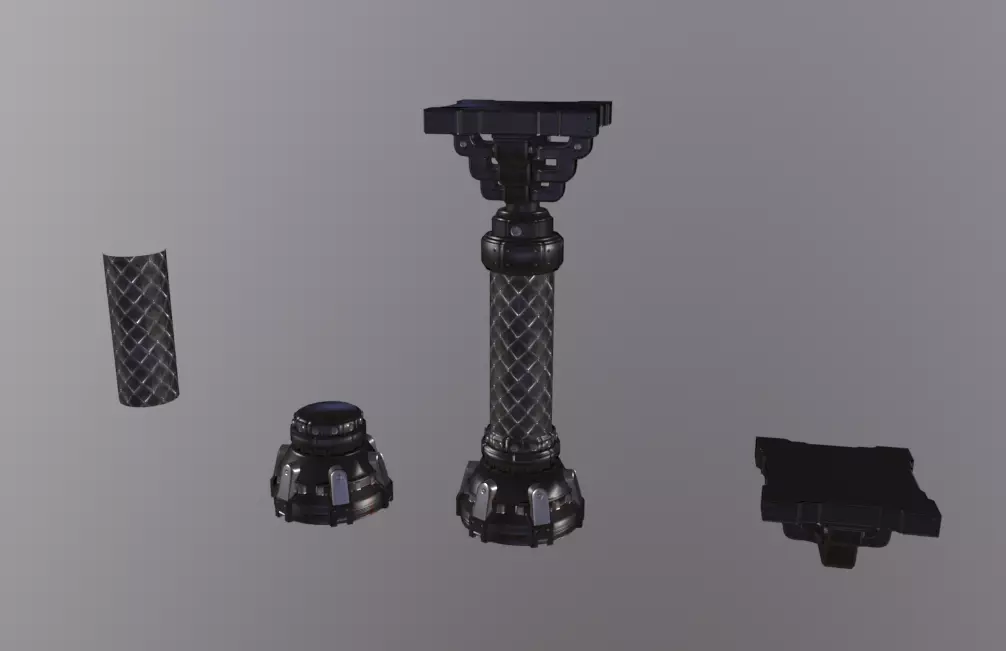 Punk Metal Column Low-poly 3D model_0