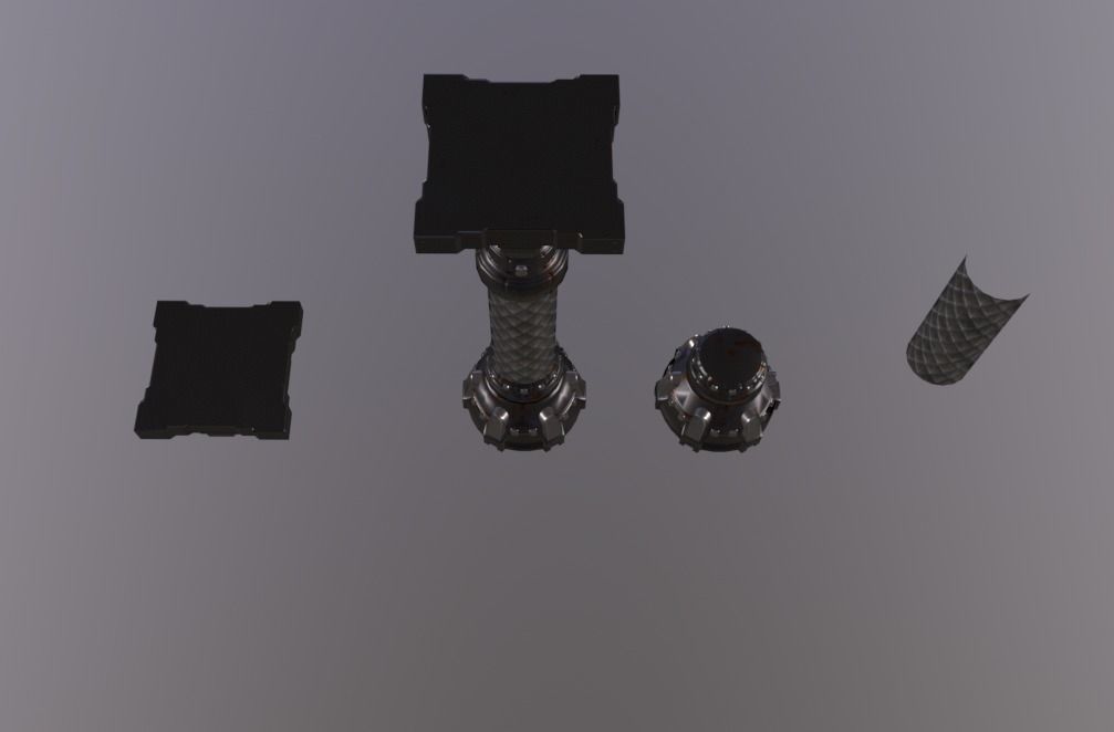Punk Metal Column Low-poly 3D model_4